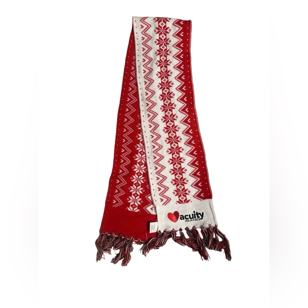 Red and White Acuity Insurance Scarf